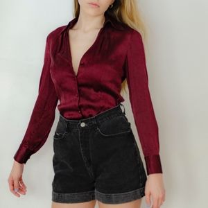 Deep Red Silk Blouse